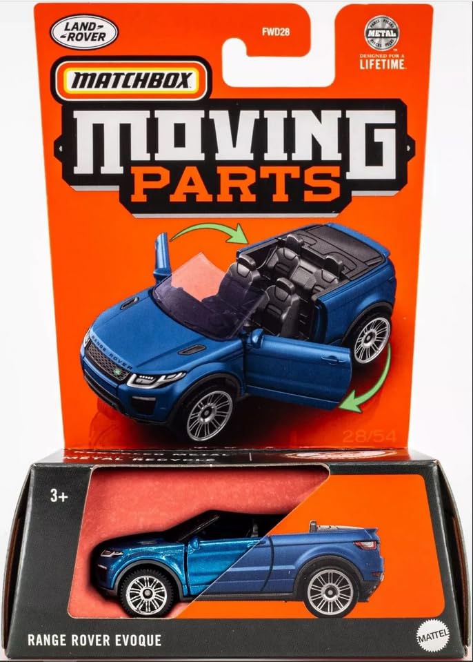 2024 Matchbox Moving Parts Range Rover Evoque Metalflake Blue 28/54 HVN11