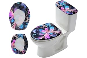 CRAFTYMELODY 2Pcs Abstract Floral Toilet Lid Cover and Tank Cover Set Stretch Cover Sets Toilet Seat Covers Fabric Sets Machi