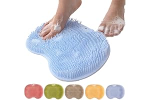 COLODAY Silicone Shower Foot Scrubber Mat, Upgraded Wall Mounted Slip Suction Cups Foot Scrubber Cleaner, 2025 New Foot Back Cleaning Pad Back Washer Back Exfoliating Bath Wash Pad (Blue)