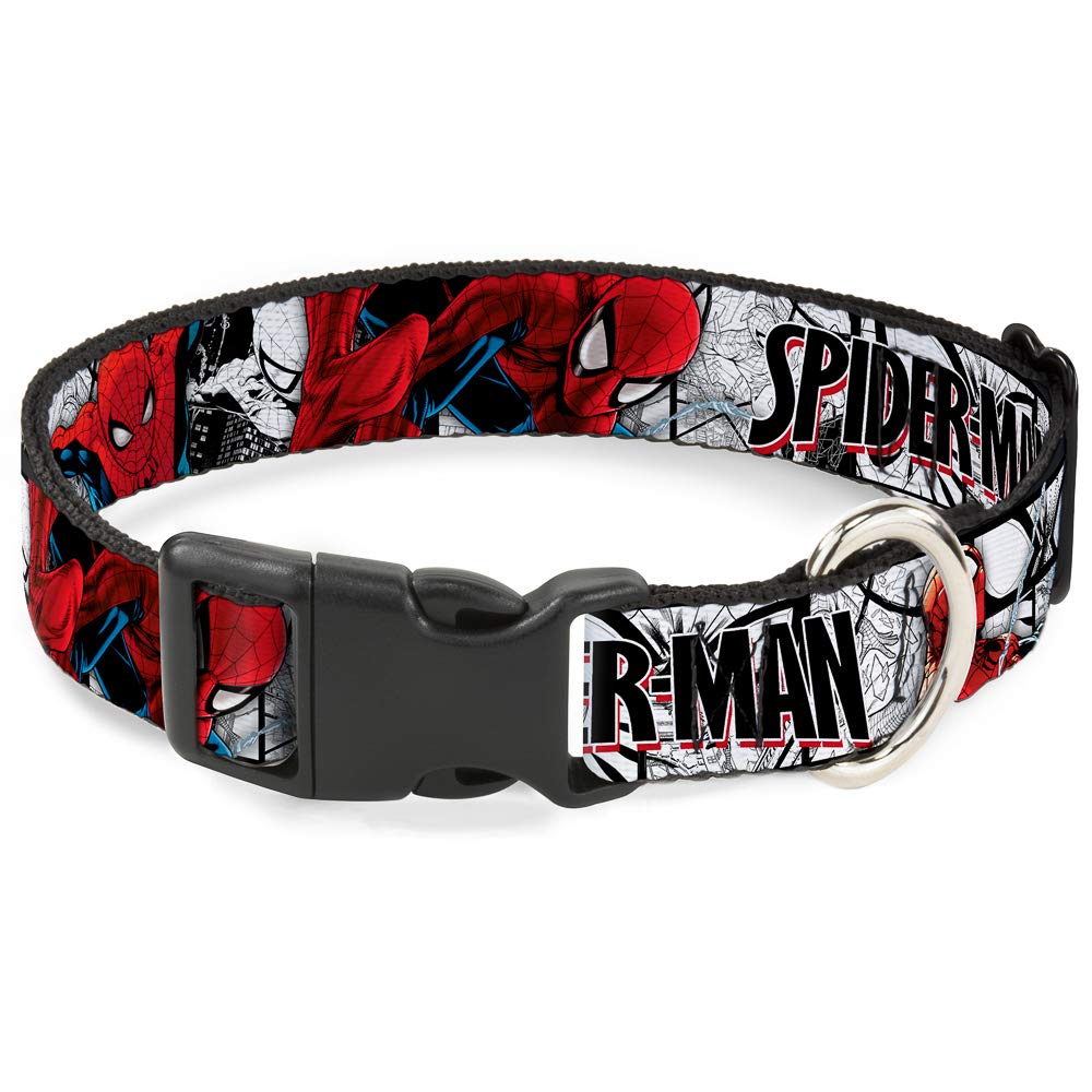 Buckle Down Plastic Clip Collar - SPIDER-MAN Action Poses/Comic Scenes White/Black/Red — image 1