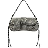 Verdusa Women's Y2K Purse Trendy Goth Studded Punk Leather Shoulder Bag 2000s Purse