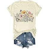 Womens Graphic Tee Vintage Boho Wildflower Floral Printed Casual Fall Outfits for Women 2025 Floral Tops