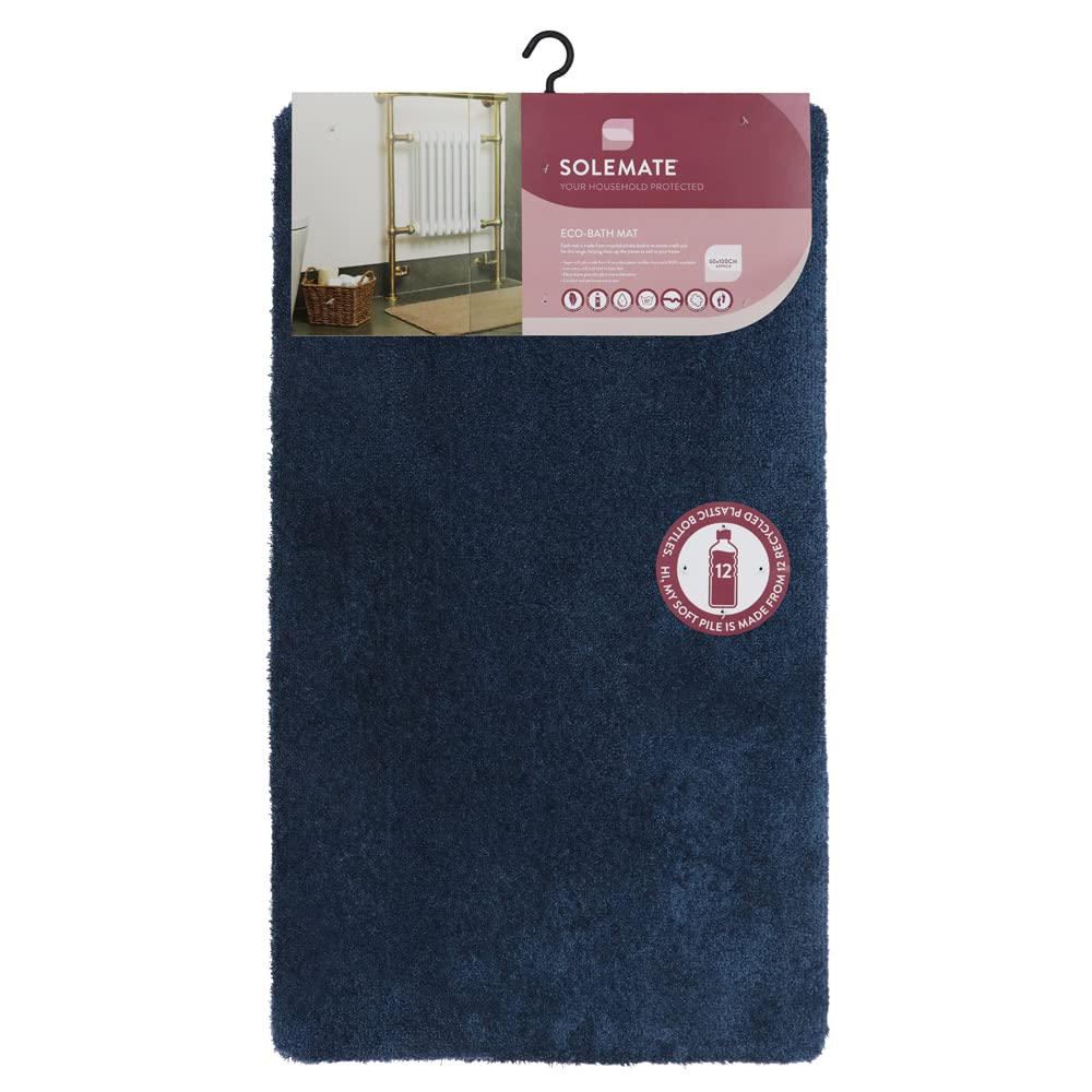 SOLEMATE Eco-Bath Mat, 60x100cm, Navy Blue