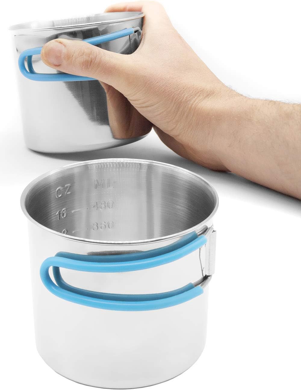 Outdoor Saxx® - Outdoor Mug, Camping Cup, Camping Pot 600ml with Folding Handle, Stainless Steel for Hiking, Trekking, Camping, Mountaineering, Outdoor Adventures - Image 5