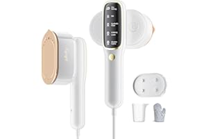 AQEQPT Steamer for Clothes, Travel Portable Handheld Turbo Steamer 5Mode Smart Display, 15s Heat-up Horizontal & Vertical Wrinkle Removal, Dual Function Wet/Dry Iron, Home Travel Use Clothes Steamer (White)