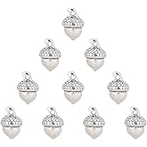 UNICRAFTALE 10pcs Thanksgiving Fall Acorns Pendants Antique Silver Acorn Tree Ornaments Rustic Farmhouse Acorn Hanging Decor Charm for Fall Christmas Vintage Home Decoration
