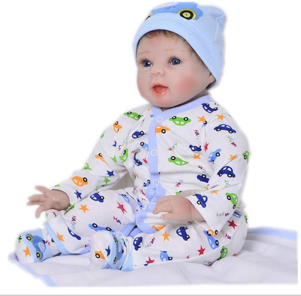 Prezzo JTYX DOLLS 55 cm Realistico Rinato Bambola Silicone Morbido Simulazione Bambino Simpatici Occhi Blu Regalo di Compleanno per Bambole Neonato (Non Lavabile),Color1,55cm Offerte