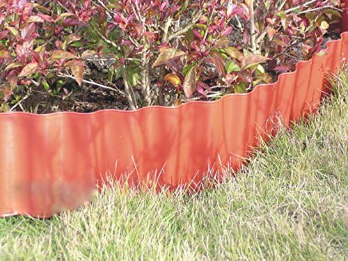 V Proteck Decoration Fence 29.6" Length x 3.54"Height Plastic Brick Red Wavy Fence, Outdoor Landscape Fence, Field fence