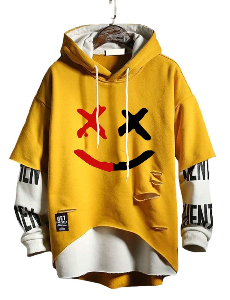 Photo 1 of DUDHUH Mens Hoodie Fashion Pullover Letter Print Tracksuit Techwear Casual Coat Hip-Hop Sweatshirt