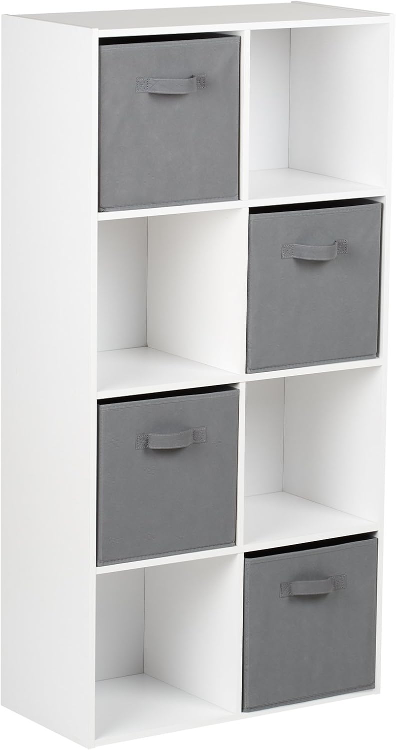 Hartleys White 8 Cube Unit & 4 Grey Storage Drawers Amazon.co.uk