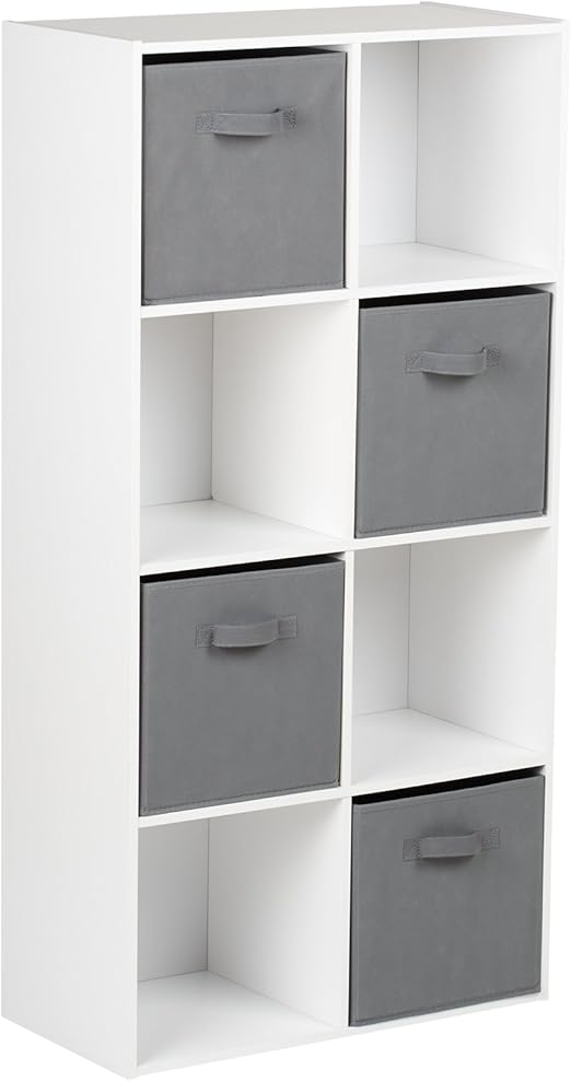 Hartleys White 8 Cube Unit & 4 Grey Storage Drawers Amazon.co.uk