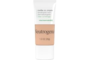 Neutrogena Clear Coverage Flawless Matte CC Cream, Full-Coverage Color Correcting Cream Face Makeup with Niacinamide (b3), Hypoallergenic, Oil Free & -Fragrance Free, Warm Peach, 1 oz