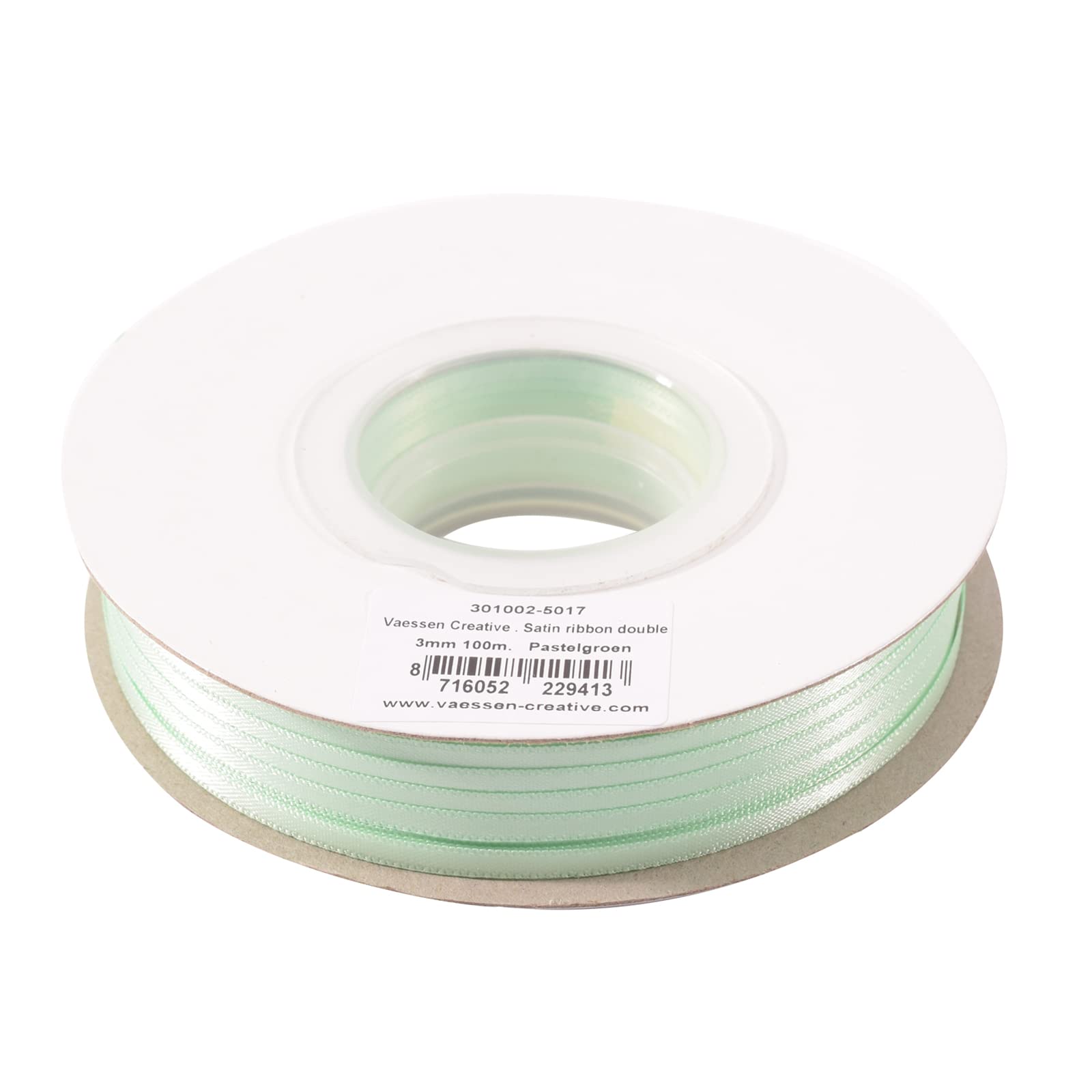 Vaessen Creative Satin Ribbon, Pastel Green, 6mm x 10m, Elegant Shine for Card Making, Scrapbooks, Gift Wrapping and Other Craft Projects, 6 mm