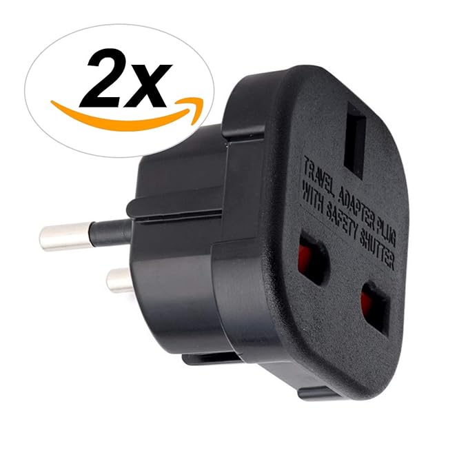 Reiseadapter UK auf EU Deutschland, Netz-Stecker Großbritannien England > Euro-Stecker Adapter, Reisestecker GB englisch zu D
