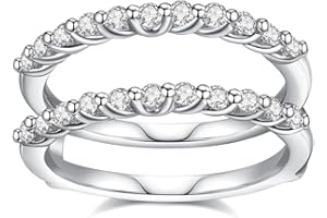 JIEKAYUAN Moissanite Ring Enhancer for Women Engagement Rings D Color VVS1 Moissanites Curved Wedding Bands S925 Sterling Silver 18K White Gold Plated Rings for Wife Women Her