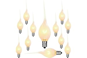 LNGUISTIC 12 Pack Silicone Dipped Candle Light Bulbs, 5 Watt Christmas Electric Candle Lamp Replacement Light Bulbs, E12 Candelabra Base Night Light Bulbs, Chandelier Light Bulbs, Soft White, 120 Volt