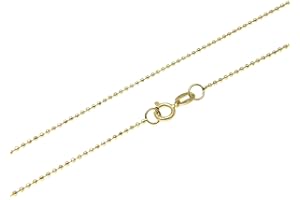 Arthur's Jewelry 14k Solid Yellow Gold Diamond Cut 1mm Bead Ball Chain Necklace 16"-24"
