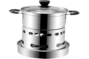 SM SunniMix Hot Pot Chafing Dish Fondue Set Melting Pot Burner for Indoor Travel Picnic Banquets Catering, 18cm
