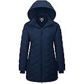 MAGCOMSEN Women's Long Winter Quilted Puffer Jackets Lightweight Warm Insulated Coat Waterproof Outwear Parkas with Hood
