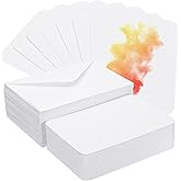PATIKIL 30 Sets Pure Cotton Watercolor Cards 140lb/300 GSM Postcards Rounded Corners with Envelopes for Art Painting Creative Thank Notes, 5x7 Inch