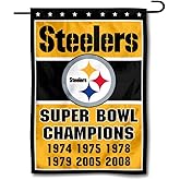 Steelers 6 Time Super Bowl Champions Double Sided Garden Flag