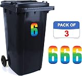 Sara Prints Pack of 3 Bin Labels 17cm Self Adhesive Waterproof Wheelie Bins view 2