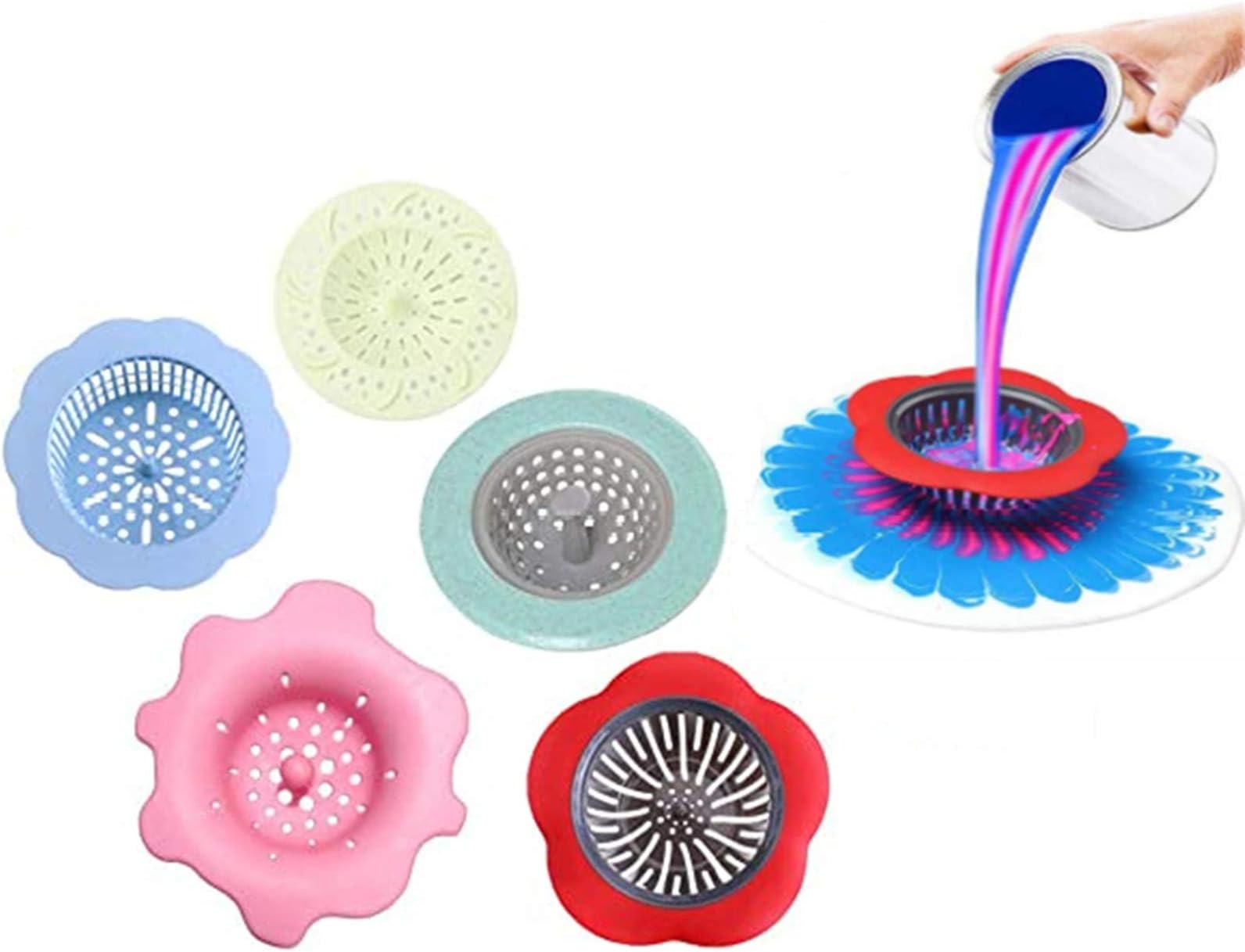 Acrylic Pouring Strainers, Flow Painting Tools Kits Drawing Sets, Acrylic Pouring Strainers Plastic Silicone Strainer Acrylic Paint Pouring Supplies, Artistic Creation of Fractal Patterns(5 Pcs)