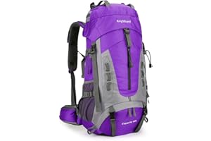 King'sGuard 60L Hiking Backpack Men Women Camping Backpack Waterproof Backpacking Mountaineering Climbing Daypack with Rain Cover (Purple)