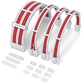 Sirlyr PSU Cable Extension,Customed Pre-Bend PC Power Supply Cable,1x 24 Pin ATX / 1x 8 (4+4) Pin EPS/Longer 2X 8 (6+2) Gold-