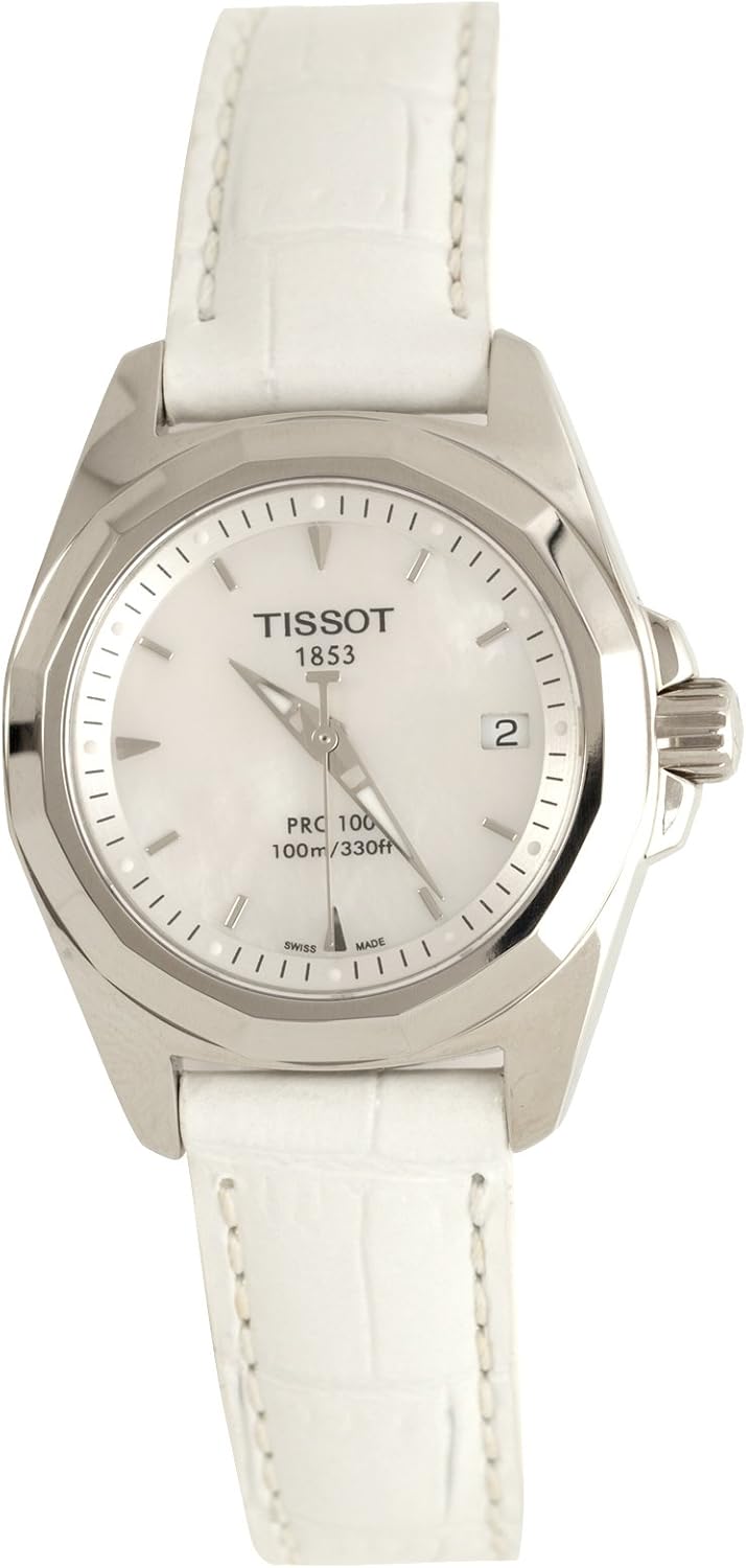 Tissot PRC 100 T0080101611100 - Reloj de mujer de cuarzo, correa de piel color blanco