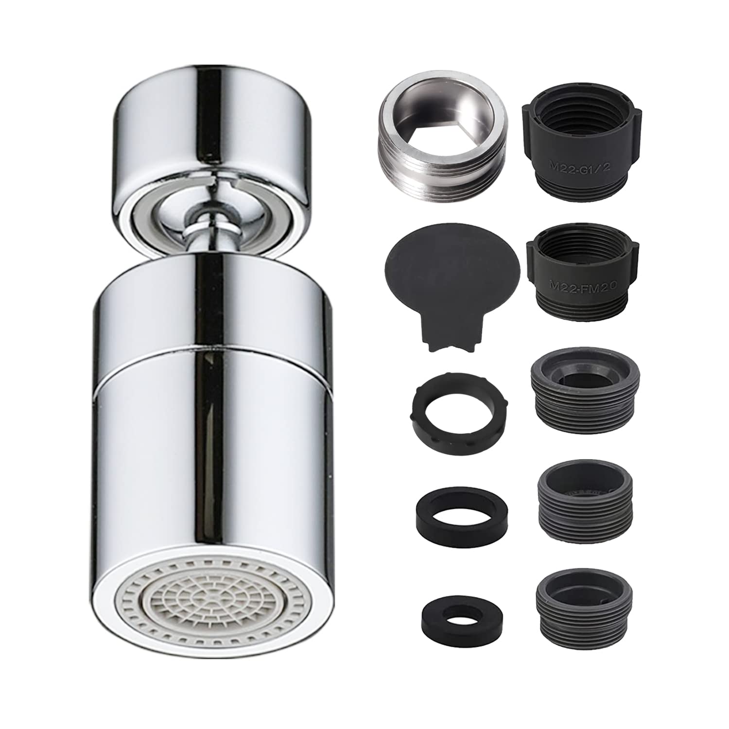 MEDILOE 360° Rotatable FM22/M24 Kitchen Tap Spray Head with Adapter for Sink, Faucet Aerator, Tap Aerator with Booster Nozzle, Replacement Sprayer Accessories for Kitchen Bathroom