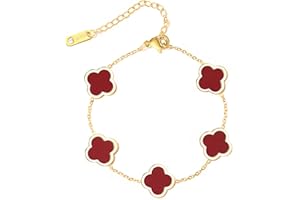 WSupikio Trendy Link Bracelets for Women 18K Gold Plated Clover Adjustable Lucky Bracelet Mother's Day Gift