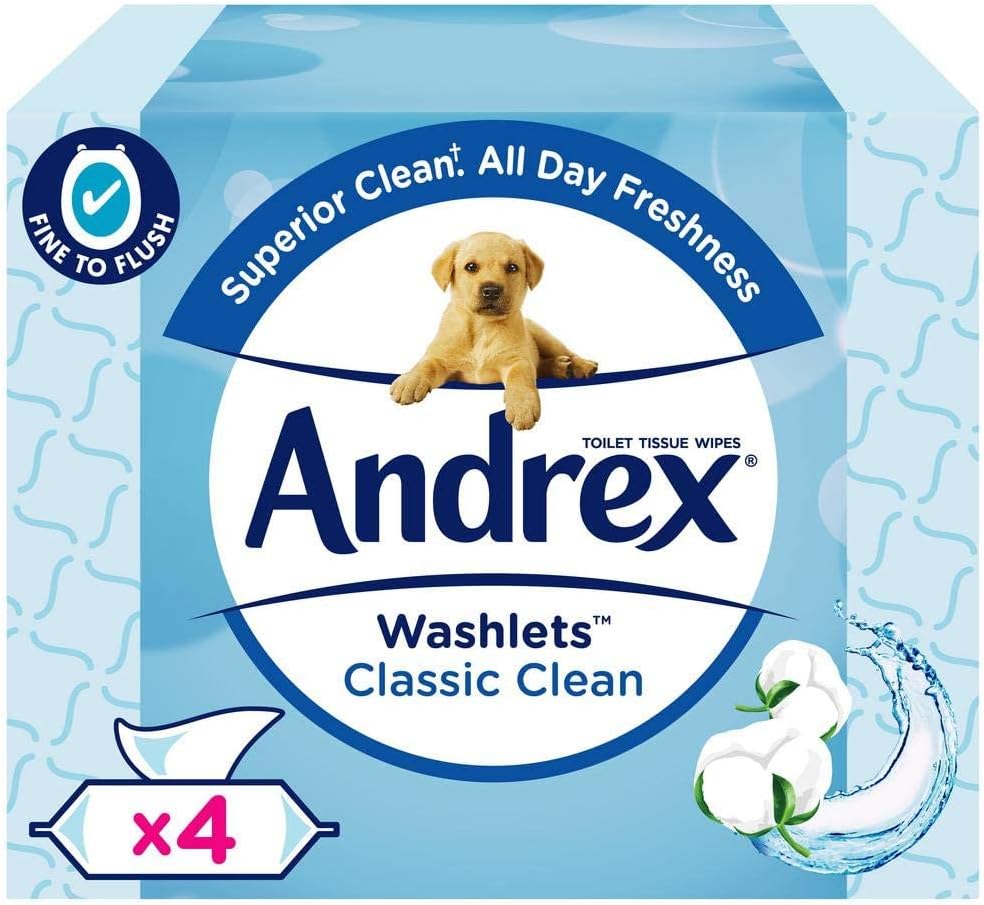Andrex Classic Clean Washlets 4 x 40 Wipes Micellar Water Flushable
