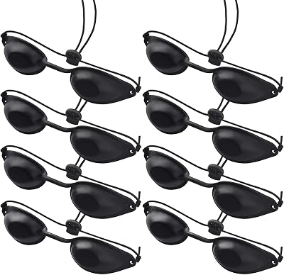 Guador 8 Pcs Black Solarium Safety Glasses UV Eye Protection for Sunbed IPL LED