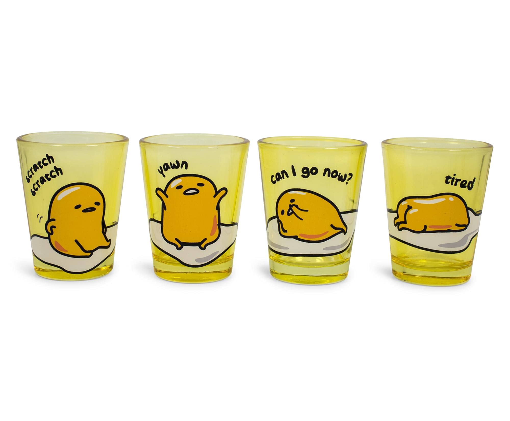 Silver Buffalo Gudetama Sleepy 1.5-Ounce Mini Glass Cups | Set Of 4