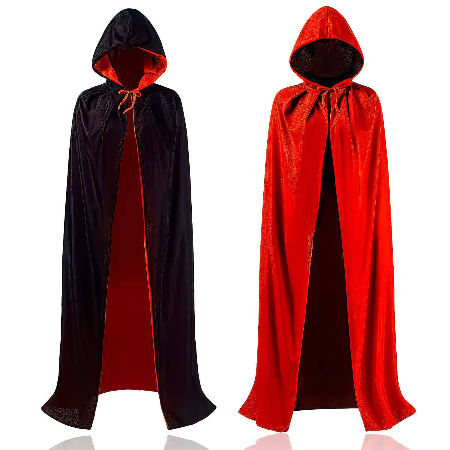 Goods & Gadgets GmbH Halloween Cape with Hood; Vampire, Cosplay, Magician, Dracula Costume for Carnival & Fancy Dress Parties (Double-Sided: Black & red)