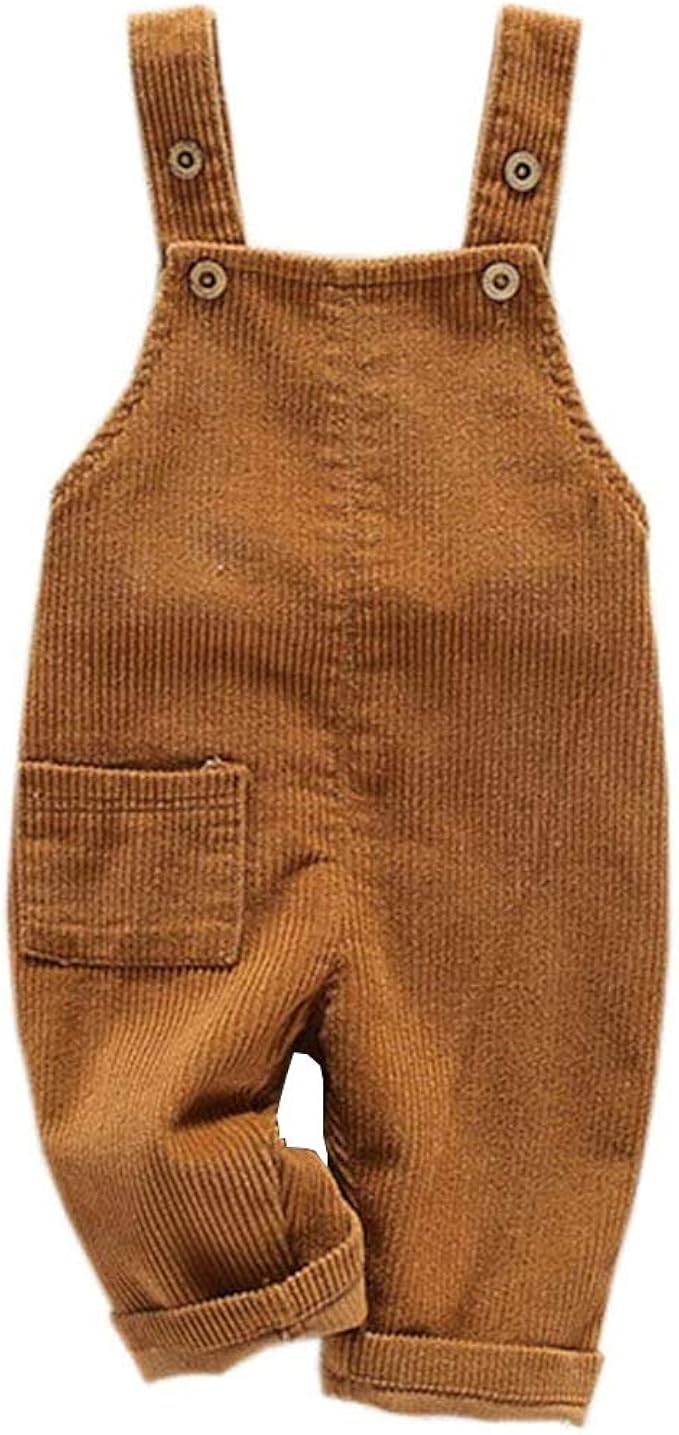 Toddler Infant Baby Boy Girl Dungarees Solid Color Corduroy Suspender