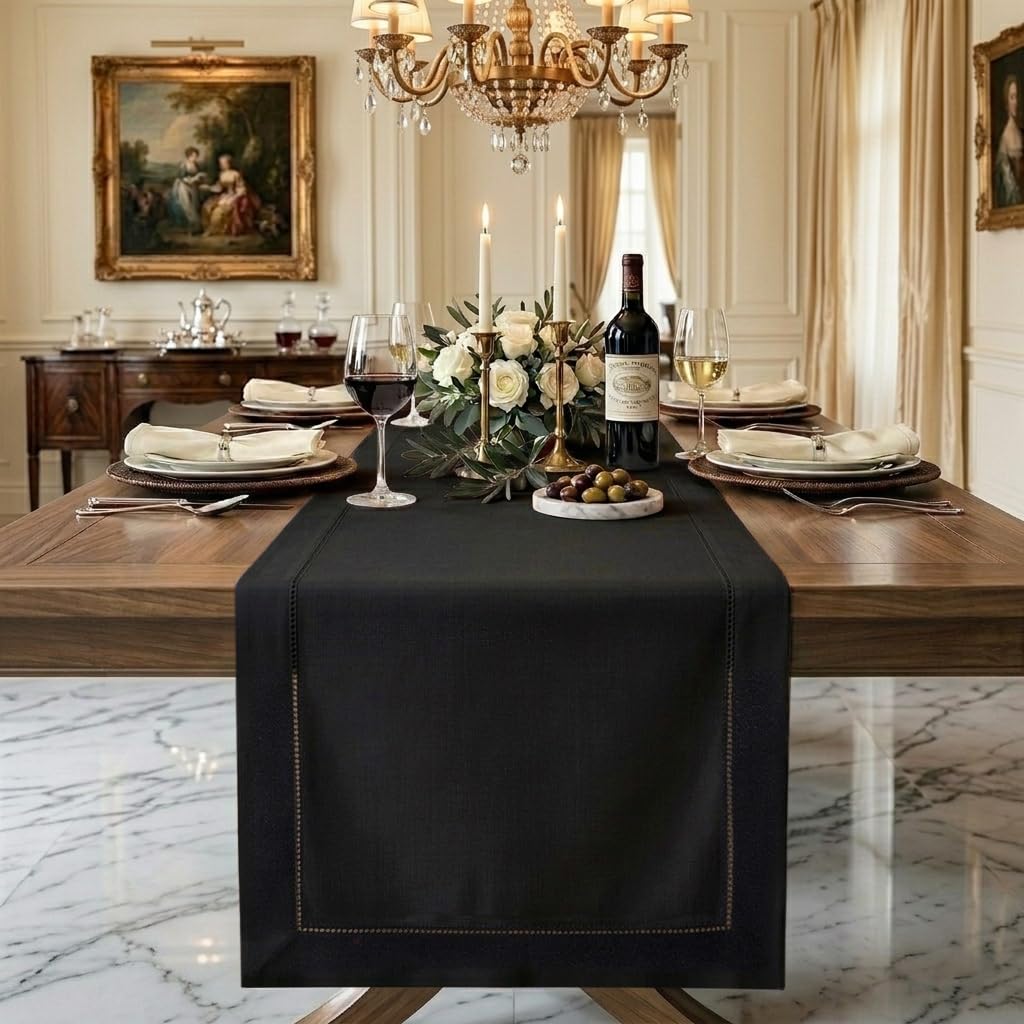 D'Moksha Homes Red Table Runner 36 x 183 cm - Faux Linen Table Runner 183 CM long - Wrinkle Resistant, Machine Washable for Fall, Thanksgiving, Christmas, Holiday - 100% Recycled Fabric — image 1