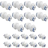 Pxyelec 3/8 inch Bulkhead Quick Connector, 1/4 inch White Tube Fittings Bulkhead Connector for RO Water Reverse Osmosis Syste