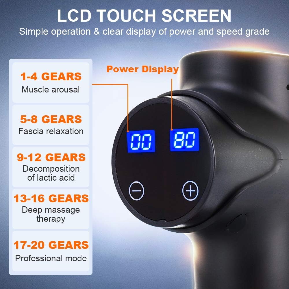 Massage Gun Deep Tissue Percussion 20 Speed Handheld Electric Body Massage Device for Neck, Back & Muscle Deep Relaxation with Sports Drill Portable Super Quiet Brushless Motor: Health & Personal Care