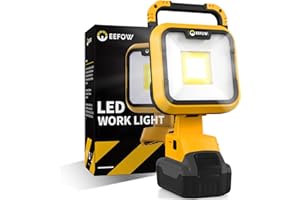 EEFOW Work Light for Dewalt Battery: Portable 2 COB Lamp 6400Lumen Bright - 64W LED Lighting for Dewalt 18V 20V Max Battery Operated Worklight for Outdoor Construction