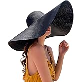 Oversized Beach Sun Hat for Women, Foldable Fashion Floppy Roll Up Visor Hats, Large Wide Brim Straw Hats