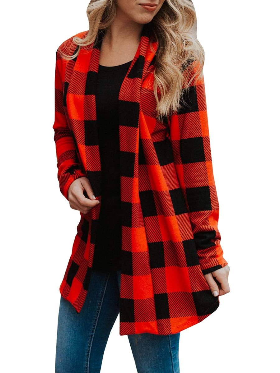 red plaid cardigan plus size