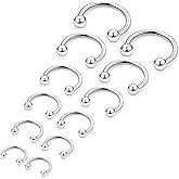 Eakxnig Septum Rings 16G Surgical Steel Snake Bite Jewelry Round Balls Horseshoe Lip Rings Smiley Piercing Jewelry for Women Men 6mm 8mm 10mm 12mm 14mm 16mm