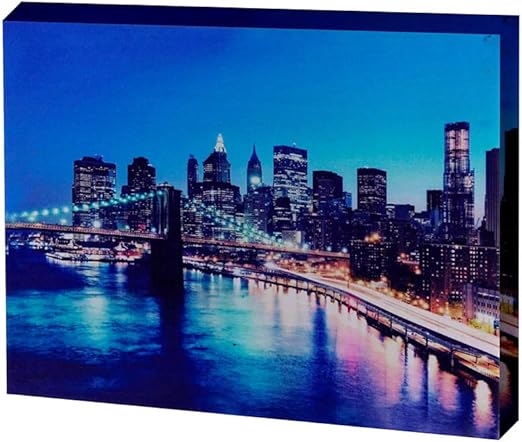 Amazon Com Led Lighted Canvas Printing City Night Scene Wall