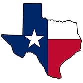 Black Diamond Art | Texas Shape State Flag Sticker | Vinyl Waterproof Stickers Decal of Lone Star (6" x 6")