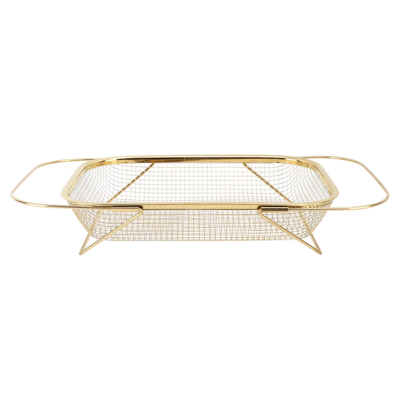 Over The Sink Colander Strainer Basket, 18in Stainless Steel Kitchen Strainer with Extendable Handles, Fruit Colanders Strainers Drainer Basket for Kitchen Fruits, Vegetables