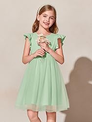 Haloumoning Girls Tutu Dress Ruffle Short Sleeve