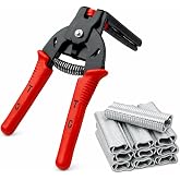 Hog Ring Pliers Kit with 600 Galvanized Steel Hog Rings &ndash; Heavy‑Duty Manganese‑Steel Tool for Fencing, Animal Cages, Upholstery &amp; Wire Railing Repair-Red