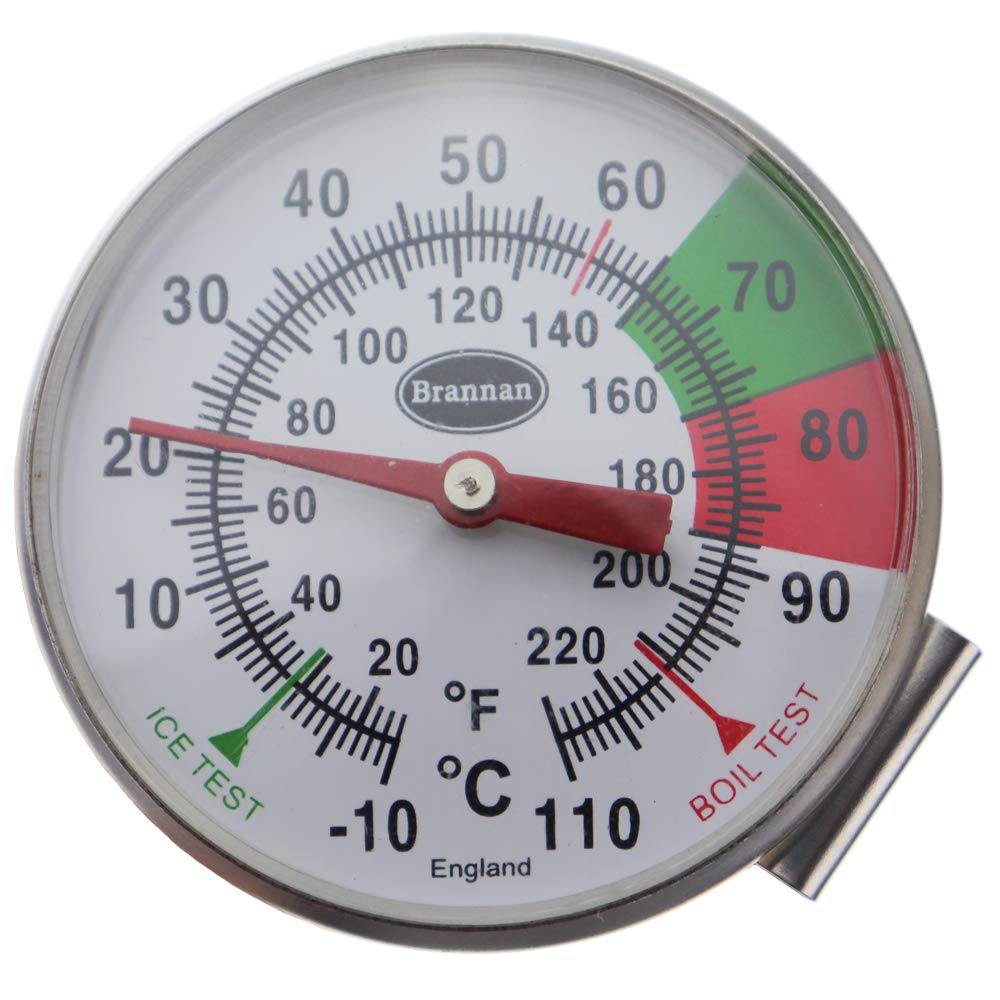 Brannan Frothy Milk Thermometer with 175 mm Stainless Steel Probe and Jug Clip Barista Style Coffee Milk Temperature